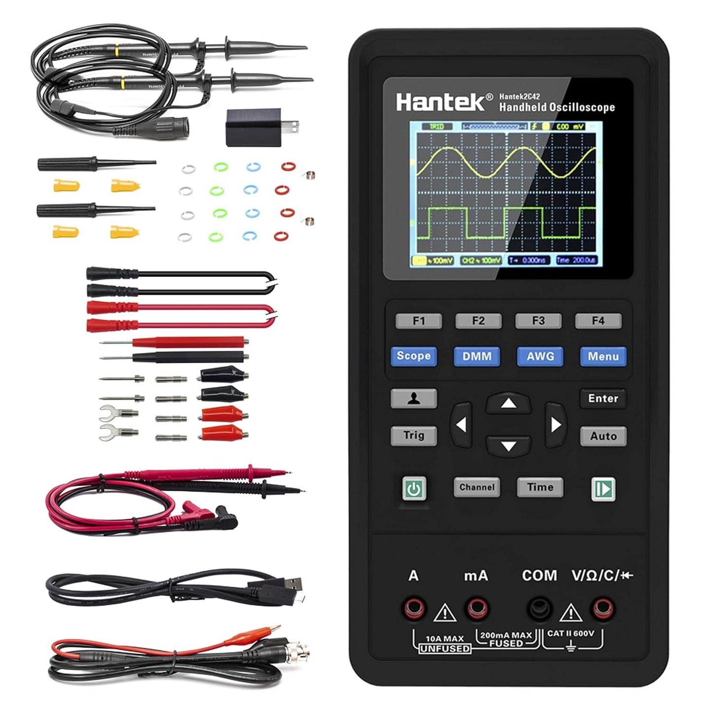 Hantek 2C42 Handheld Oscilloscope Multimeter 2 in 1 Multifunction Tester 2CH+DMM 40MHz Scope