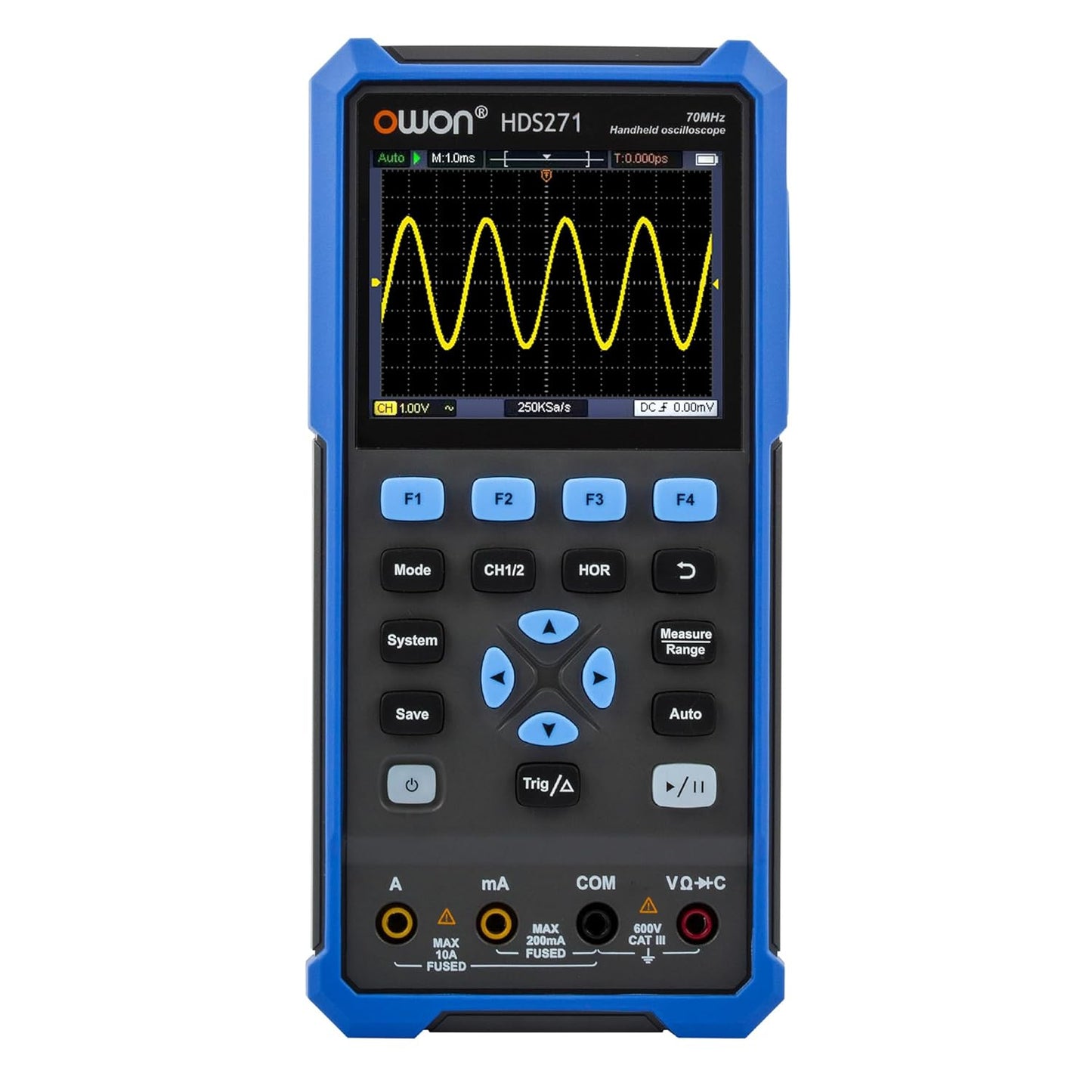 HDS271 OWON Oscilloscope Multimeter 70MHz Bandwidth Digital Oscilloscope 3 in 1 Functions Digital Multimeter 100KHz Signal Sources 3.5” LCD