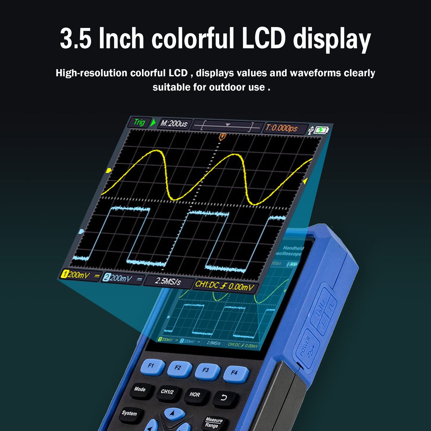 HDS242 OWON オシロスコープ 2-in-1 2 チャンネルデジタルハンドヘルドオシロスコープ 多機能 3.5 インチ LCD 40MHz 帯域幅 2000 カウンティングマルチメータ 車載メンテナンスおよび電源検出用 OSC+DMM