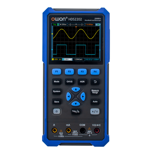 HDS2202 OWON オシロスコープ 2CH デジタルハンドヘルドオシロスコープ 200MHz 帯域幅 1GSa/s サンプリングレート 3.5 インチ LCD オシロスコープ + マルチメータ 自動車のメンテナンスおよび電源検出に使用