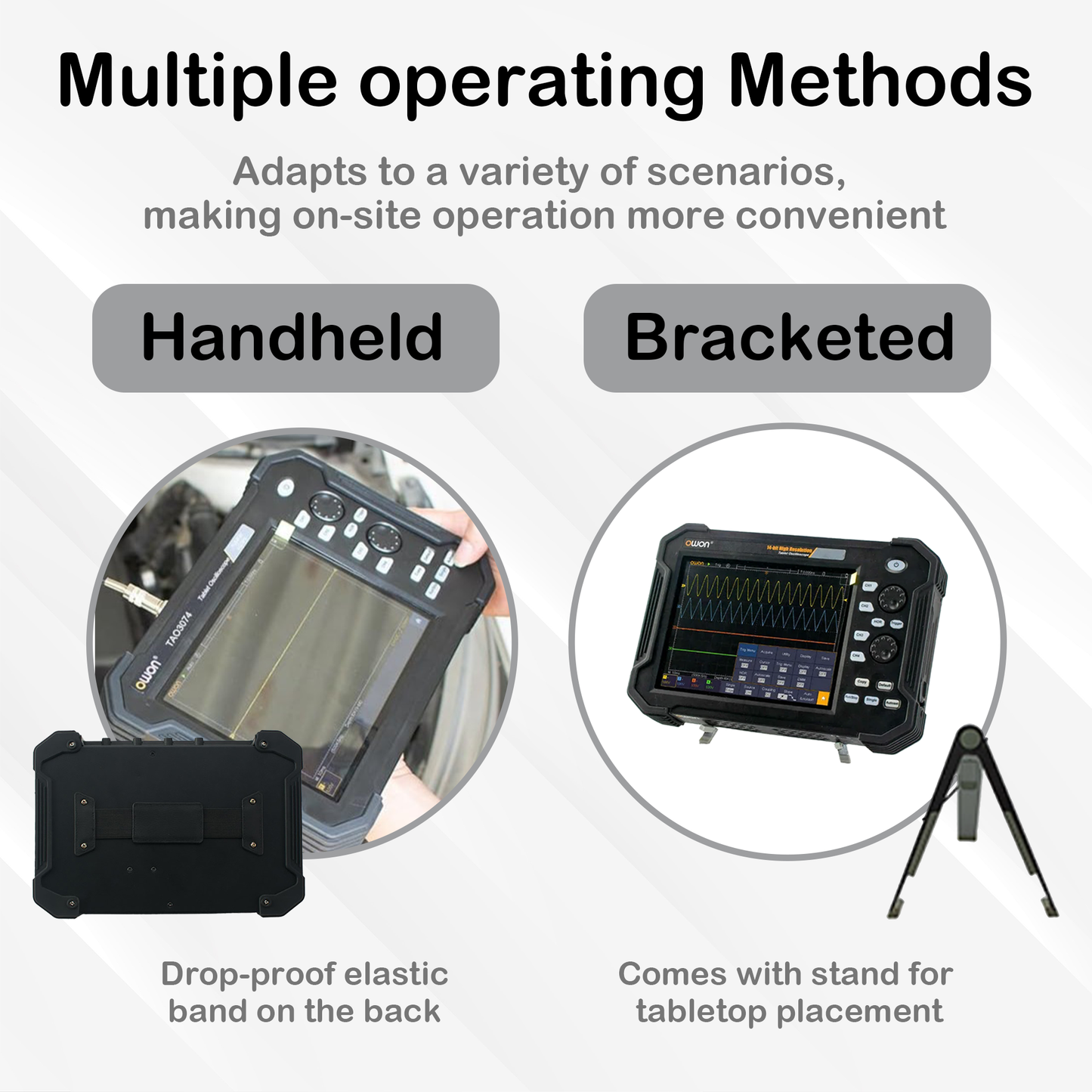 OWON TAO3072 Tablet Oscilloscope, 2 in 1 Oscilloscope and Multimeter, 2 CH 70MHz 1GS/s 8-Bit Resolution, 8 inch Touchscreen, Automotive Diagnostics, Circuit Testing,  Industrial R&D, Field Testing