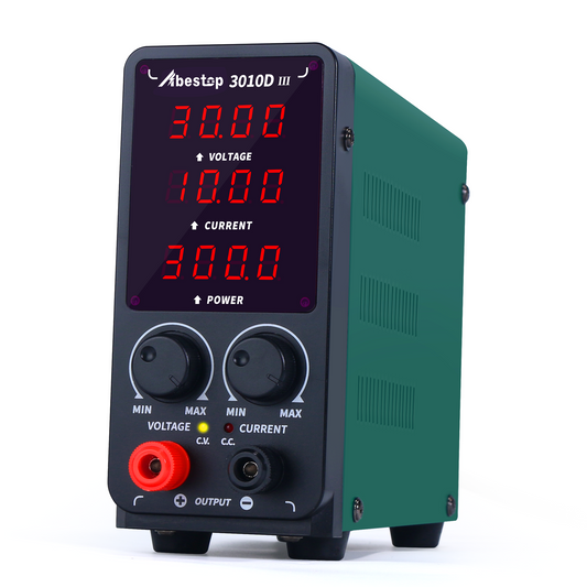 Abestop 3010D-III Adjustable DC Bench Power 0.00-30V 0.000-10A adjustable DC power, automatic CC/CV mode suitable for electronic products, repair, electroplating, engineering education