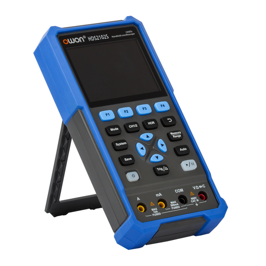 HDS2102S OWON オシロスコープ 2+1CH デジタルハンドヘルドオシロスコープマルチメータ 3 in 1 100MHz 帯域幅 3.5 インチ LCD マルチメータ OSC+DMM+波形信号発生器、自動車メンテナンス、電力検出用