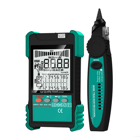 ET618 7 ID mapping network cable tester with multifunction meter 2 in 1, multi-purpose telephone line network cable length continuity test in one