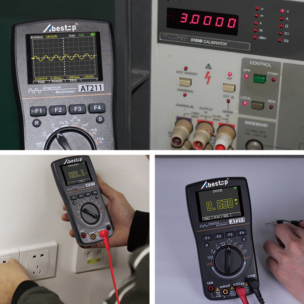 2 in 1 Oscilloscope Multimeter Function Digital Oscilloscope 1MHz Bandwidth 2.5Msps Sampling Rate Digital Oscilloscope Multimeter Trigger Mode AC/DC Current/Voltage Tester