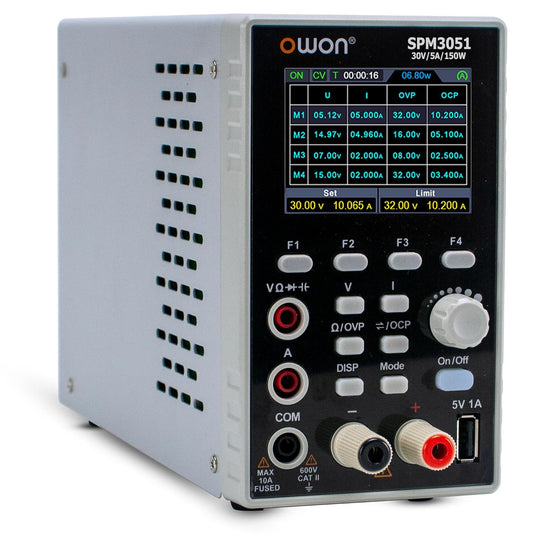 OWON SPM3051 DC Power Supply with 4 1/2 Digits Multimeter 2 in 1 Function 10mV/1mA Resolution (150W/30V/5A) 110V Input Voltage
