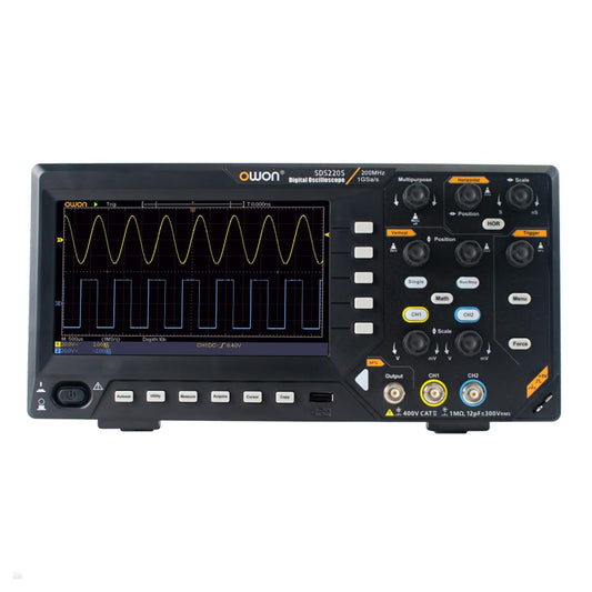 SDS220S OWON Oscilloscope 200MHz Bandwidth 2+1 Channel 3 in 1 Functions with 25MHz Waveform Generator Digital Multimeter 7” LCD Display 1GS/s Sample Rate