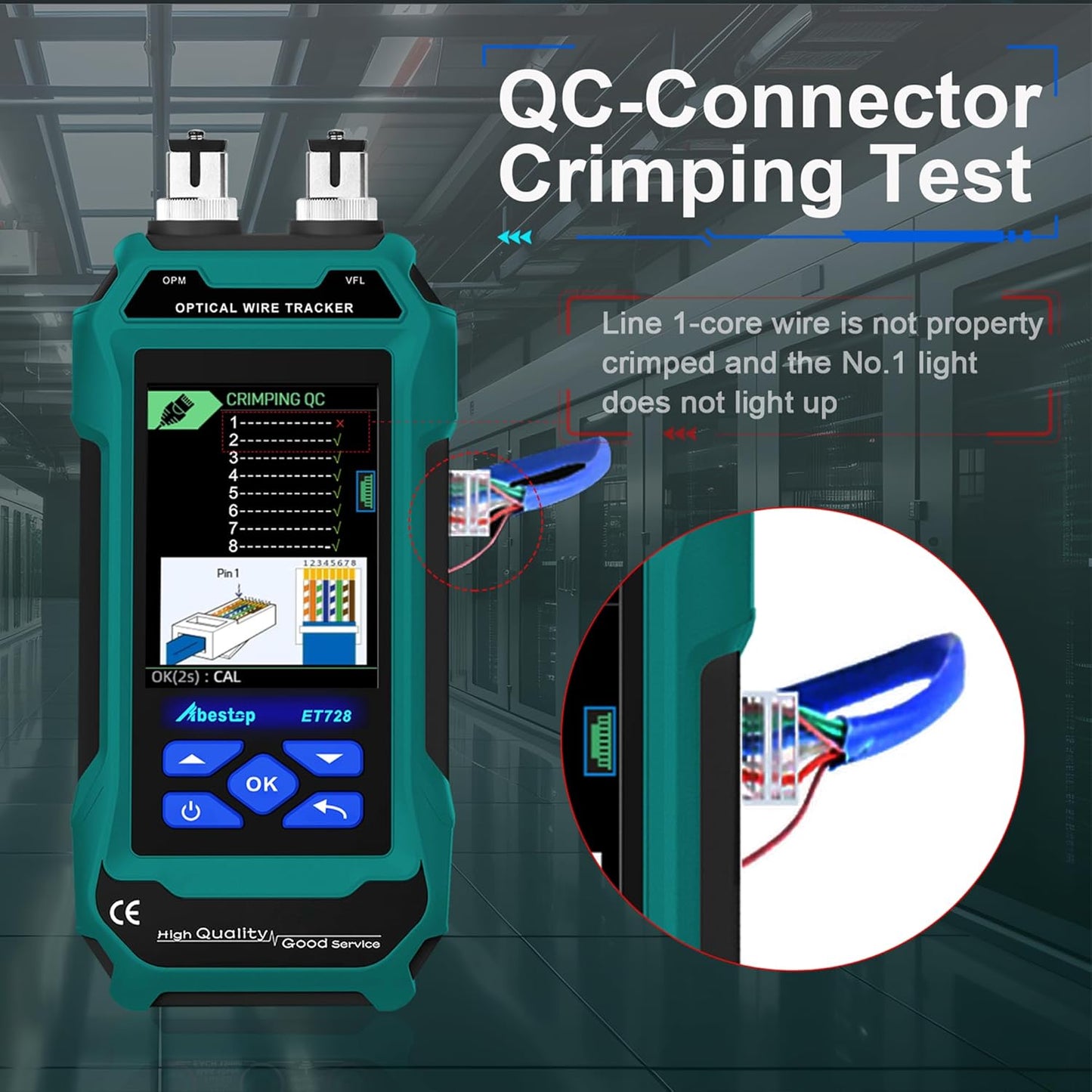 ET728 Network Cable Tester PoE Tester Cable Length Measurement Digital Line Finding Function Design with Low Noise for Multiple Tester