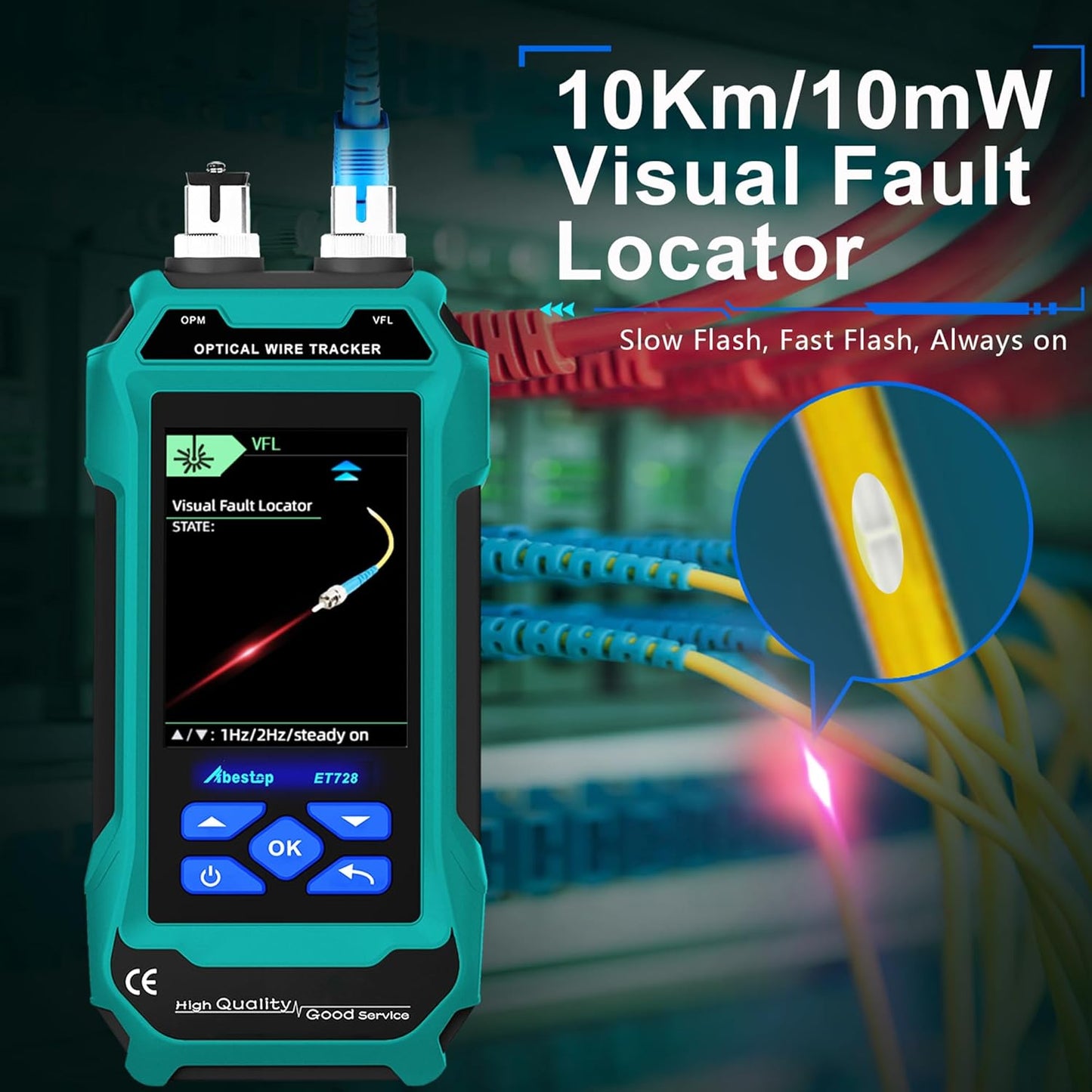 ET728 Network Cable Tester PoE Tester Cable Length Measurement Digital Line Finding Function Design with Low Noise for Multiple Tester