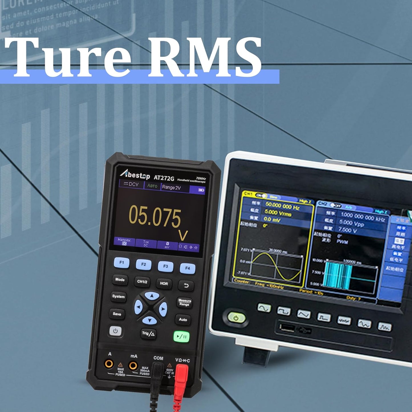 70MHz Digital Oscilloscope 3 in 1 Functions Oscilloscope + Multimeter + Generator/Signal Source with 2+1 Channels