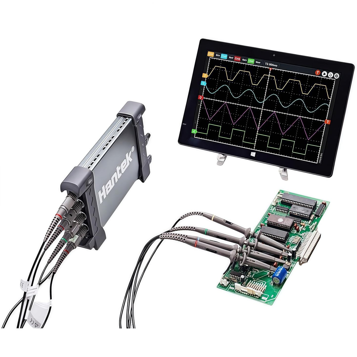 Hantek 6254BD 4-CH Oscilloscope with AWG 1GSa/s Real-time Sampling Rate 250MHz Bandwidth Resourceful Trigger Function Dynamic Cursor Tracking Waveform Record and Replay Function USB2.0 Interface