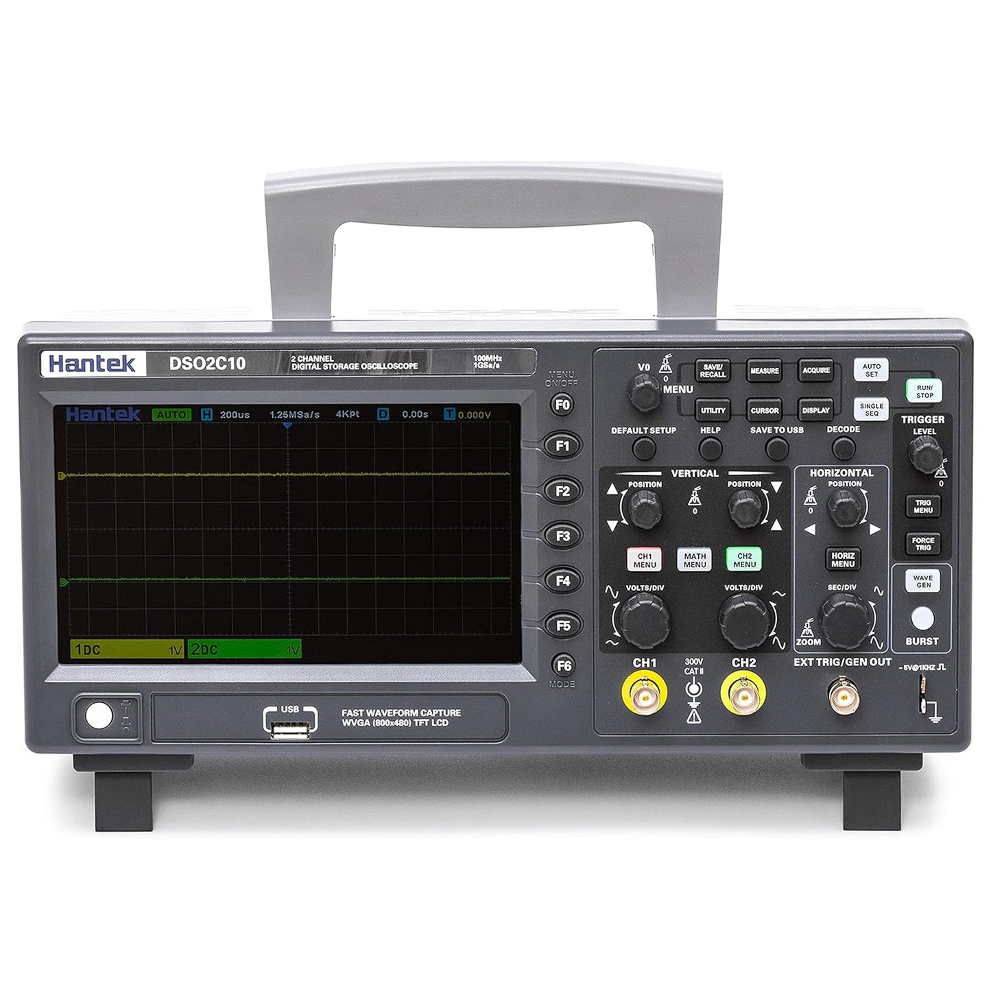 Hantek DSO2C10 Digital Storage Oscilloscope 100MHz Bandwidth 2CH Dual Channel 1GSa/s 8M Memory Depth with High Voltage Probre
