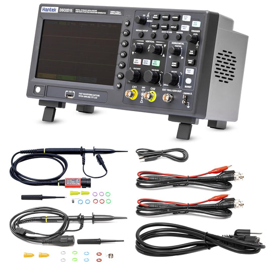 Hantek DSO2D15 Digital Storage Lab Oscilloscopes150MHz Bandwidth 2CH Dual Channel 1GSa/s 8M Memory Depth with 1CH Waveform Generator with High Voltage Probe