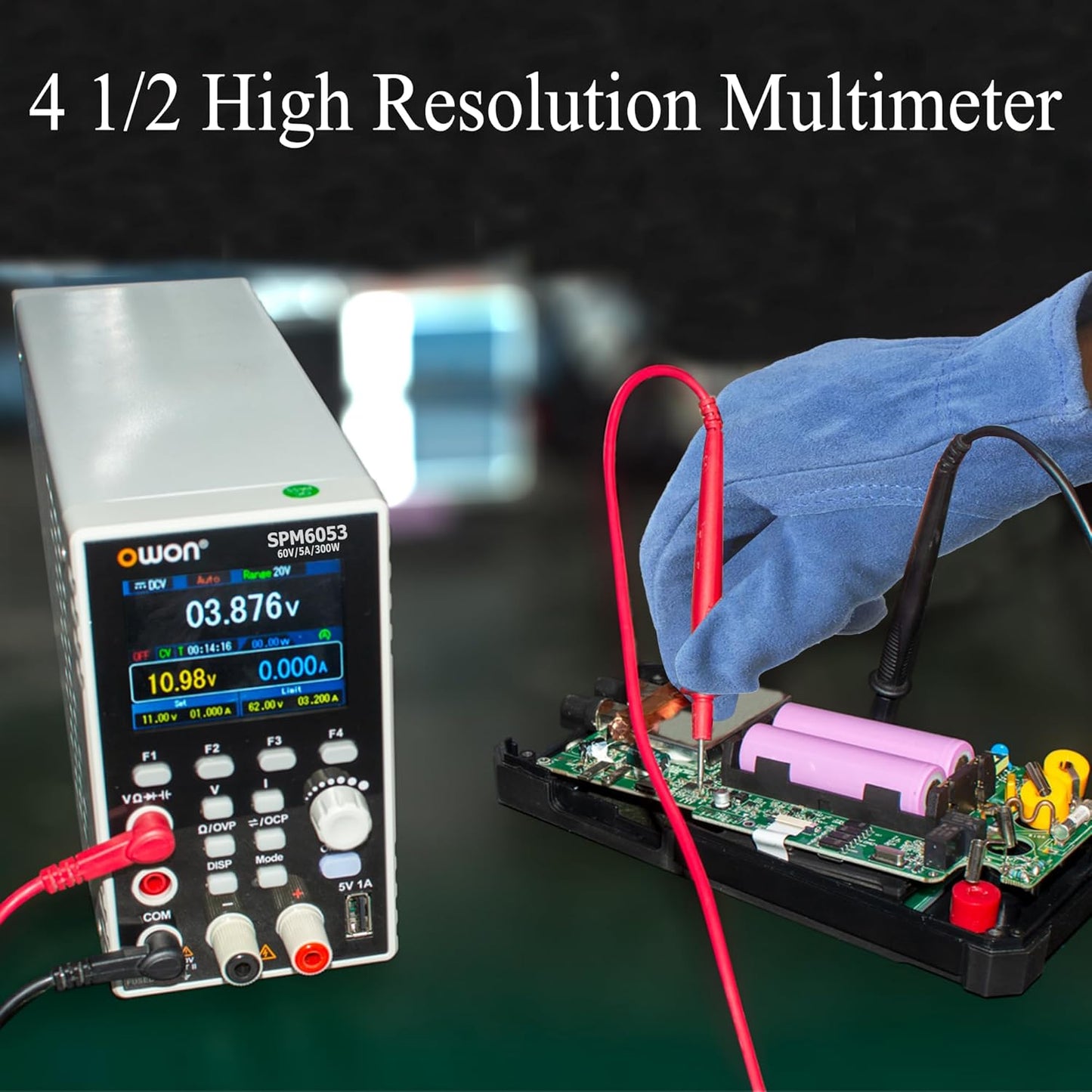 SPM6053 OWON DC Power Supply Multimeter with 4 1/2 Digits Multimeter 2 in 1 Function 10mV/1mA Resolution Bench Lab Power Supply (300W/60V/5A) 110V Input Voltage
