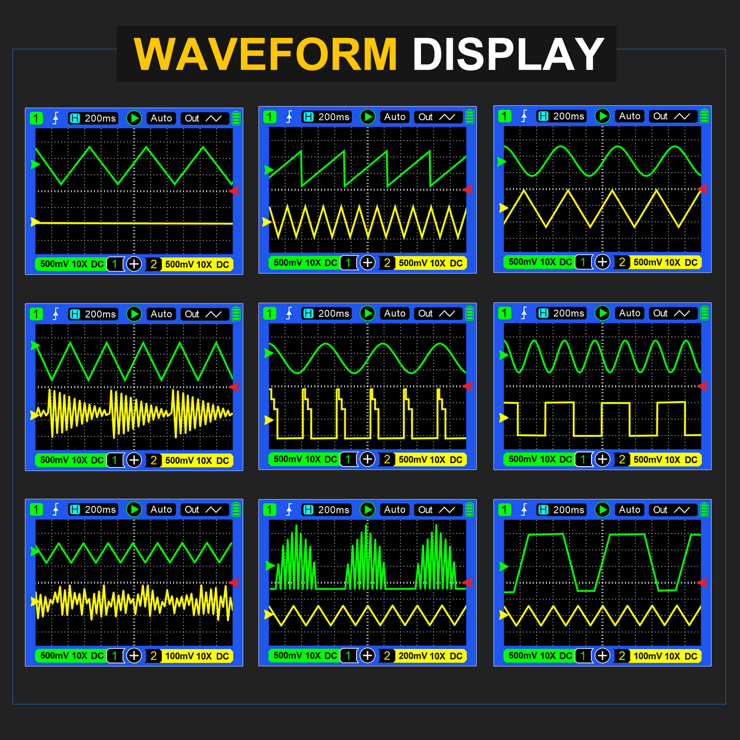 70MHz Bandwdith Digital Oscilloscope Multimeter, Dual Channel AT72S Abestop Oscillograph, 3 in 1 Functions with Digital Multimeter Signal Generator