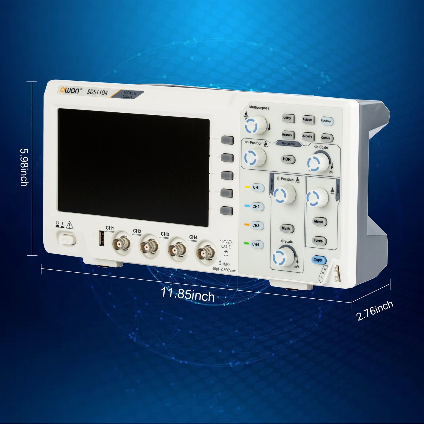 WON SDS1104 100MHz 4 チャンネルデジタルデスクトップオシロスコープ 1GS/s サンプルレートポータブルオシレータ