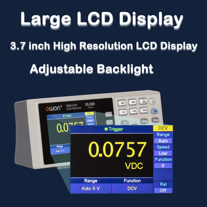 OWON XDM1241 Portable digital multimeter,3.5 inch (about 8.9 cm) desktop digital multimeter,55000 LCD True RMS temperature test instrument, suitable for instrumentation and laboratory, factory