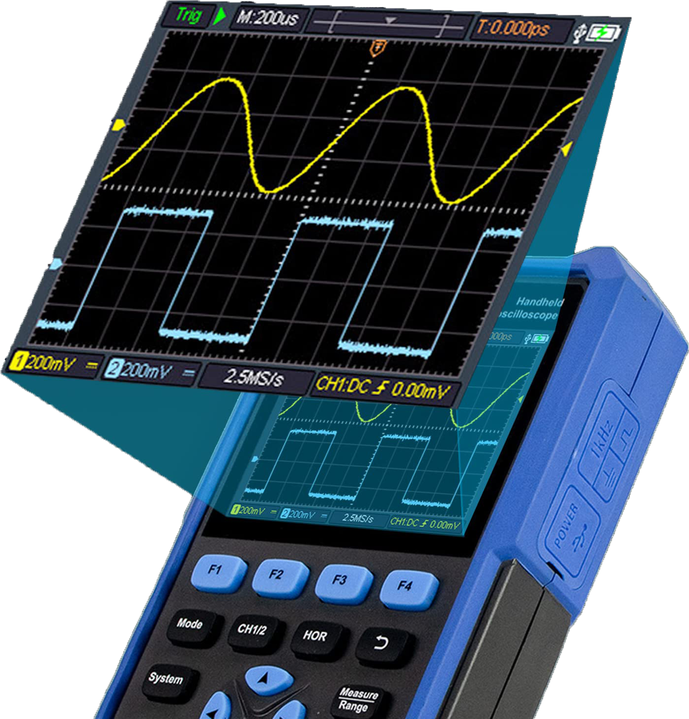 HDS242 OWON oscilloscope 2-in-1 2-channel digital handheld oscilloscope Multifunctional 3.5-inch LCD 40MHz bandwidth 2000 Counting multimeter OSC+DMM for automotive maintenance and power detection