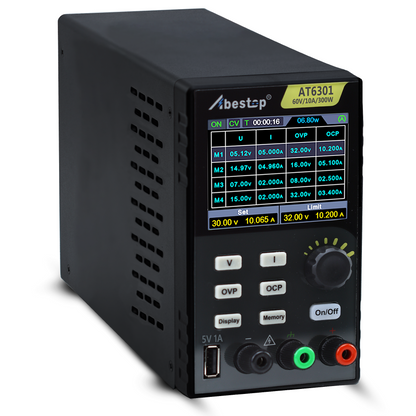 AT6301 DC Power Supply Variable, 60V/10A/300W Adjustable Bench Power Supply with 10mV / 1mA High Resolution 4-Digits 2.8 inch LCD Display, 5V/1A USB Output