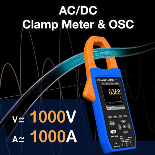 1000V AC/DC Voltage Tester 3 in 1 Clamp Meter and Oscilloscope, 1000A AC/DC Current Tester, 1MHz Analog Bandwidth, Ture RMS, Resistance, Capacitance, Continuity Test with 2.8 inch IPS LCD Displa
