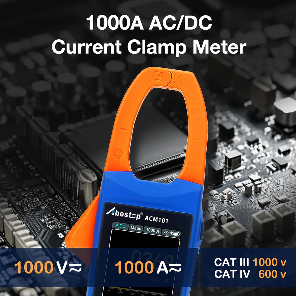 1000V AC/DC Voltage Tester 3 in 1 Clamp Meter and Oscilloscope, 1000A AC/DC Current Tester, 1MHz Analog Bandwidth, Ture RMS, Resistance, Capacitance, Continuity Test with 2.8 inch IPS LCD Displa