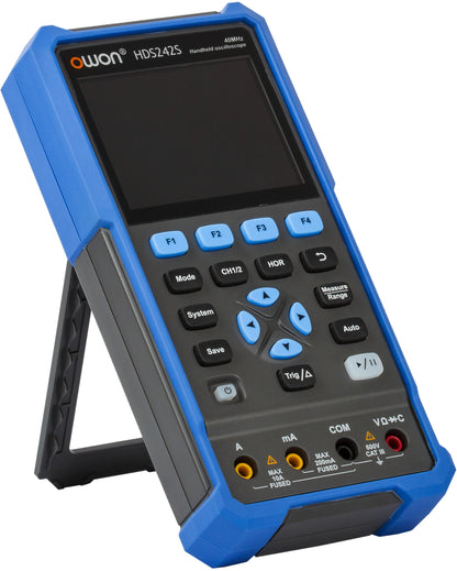 HDS242S OWON oscilloscope 3-in-1 digital handheld oscilloscope Multi-function 2+1CH 3.5-inch LCD 40MHz bandwidth multi-meter OSC + DMM+ waveform signal generator, used for automotive maintenance, power detection