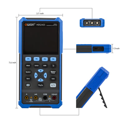 HDS242S OWON oscilloscope 3-in-1 digital handheld oscilloscope Multi-function 2+1CH 3.5-inch LCD 40MHz bandwidth multi-meter OSC + DMM+ waveform signal generator, used for automotive maintenance, power detection