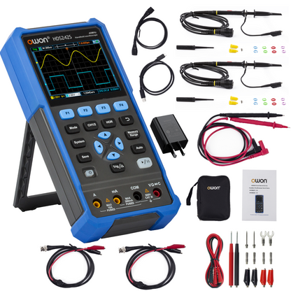 HDS242S OWON oscilloscope 3-in-1 digital handheld oscilloscope Multi-function 2+1CH 3.5-inch LCD 40MHz bandwidth multi-meter OSC + DMM+ waveform signal generator, used for automotive maintenance, power detection