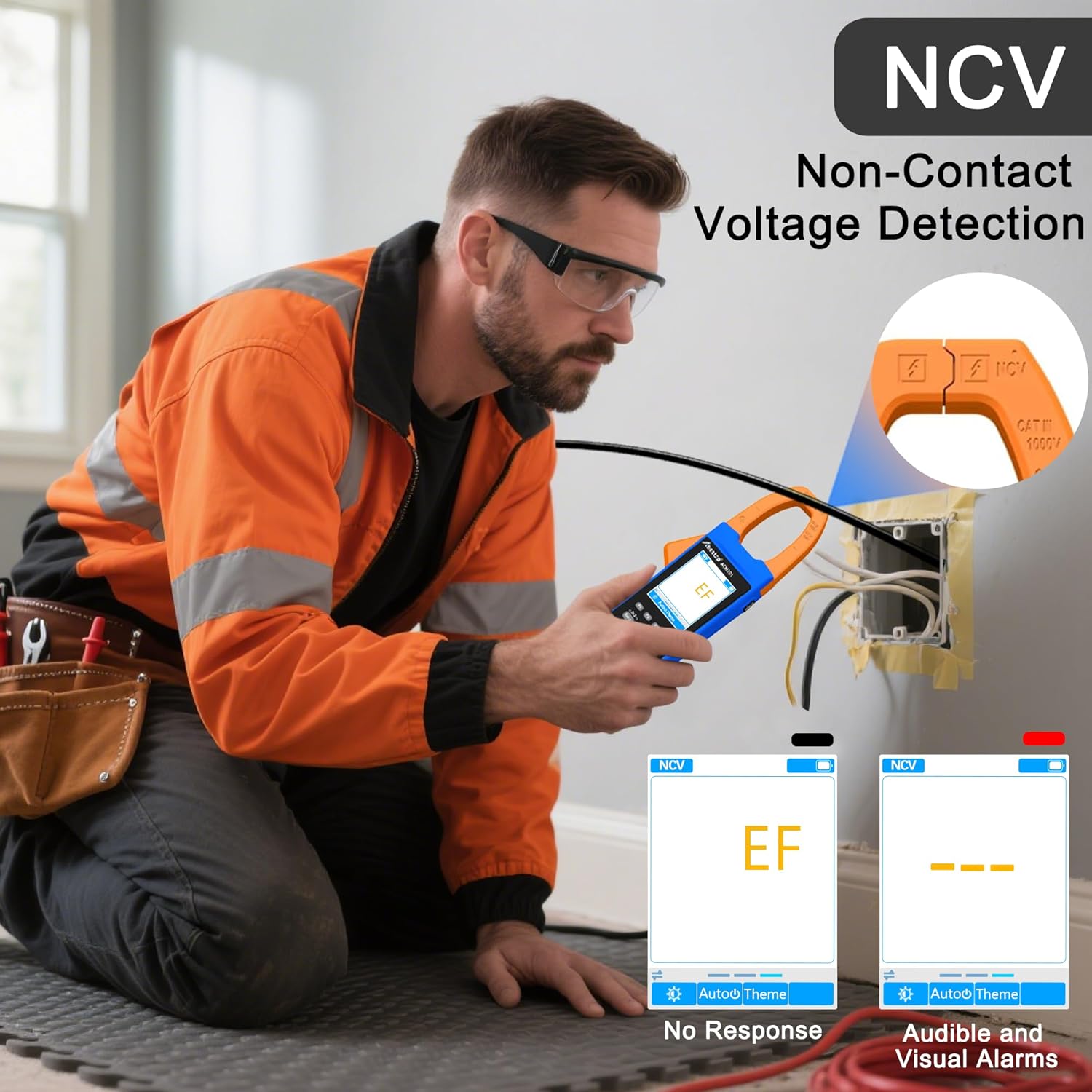 1000V AC/DC Voltage Tester 3 in 1 Clamp Meter and Oscilloscope, 1000A AC/DC Current Tester, 1MHz Analog Bandwidth, Ture RMS, Resistance, Capacitance, Continuity Test with 2.8 inch IPS LCD Displa