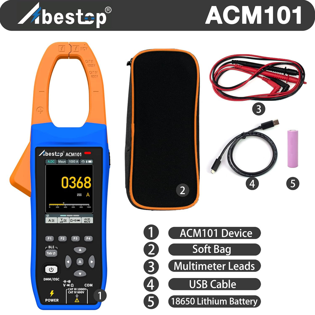 1000V AC/DC Voltage Tester 3 in 1 Clamp Meter and Oscilloscope, 1000A AC/DC Current Tester, 1MHz Analog Bandwidth, Ture RMS, Resistance, Capacitance, Continuity Test with 2.8 inch IPS LCD Displa