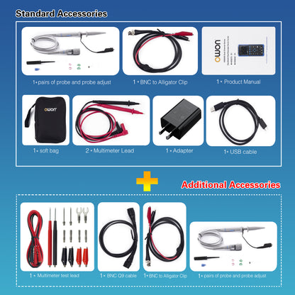 OWON Oscilloscope HDS272S 2+1CH digital handheld oscilloscope multimeter 3 in 1 70MHz bandwidth 3.5-inch LCD multimeter OSC+DMM+ waveform signal generator, used for automotive maintenance, power detection