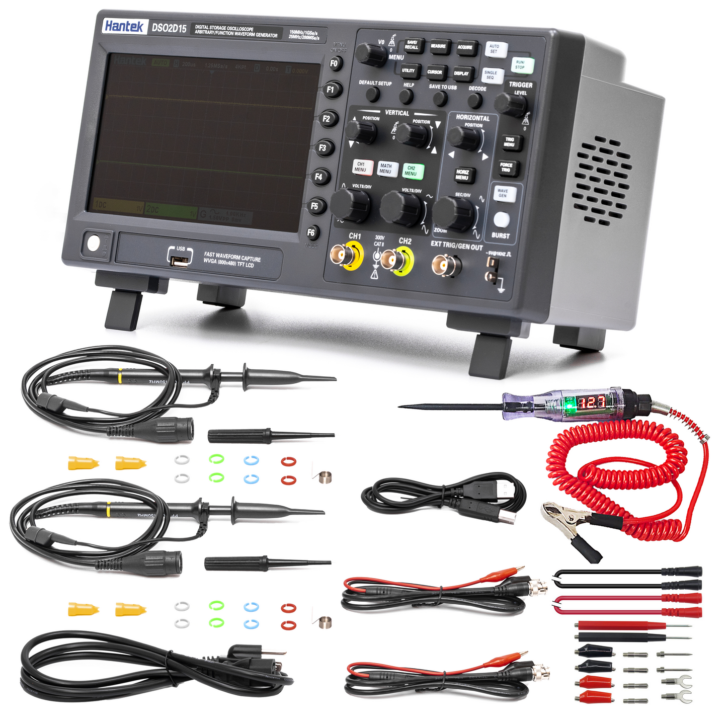 Hantek DSO2D15 digital storage oscilloscope 150MHz 1GSa/s 8M,2 channels,2 CH+1CH with signal source