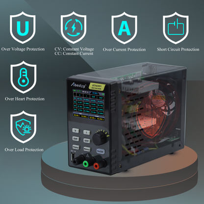 AT6301 DC Power Supply Variable, 60V/10A/300W Adjustable Bench Power Supply with 10mV / 1mA High Resolution 4-Digits 2.8 inch LCD Display, 5V/1A USB Output