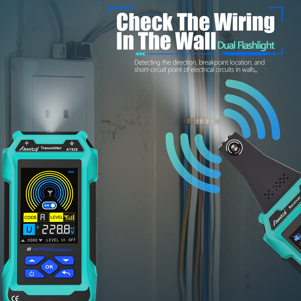 Underground Cable Locator, Abestop AT828 Cable Tester Wire Tracker, Detecting Underground Wires/Cables, Circuit Tracer Laying Paths of Cables Electrical Lines Water/Gas Supply Pipelines