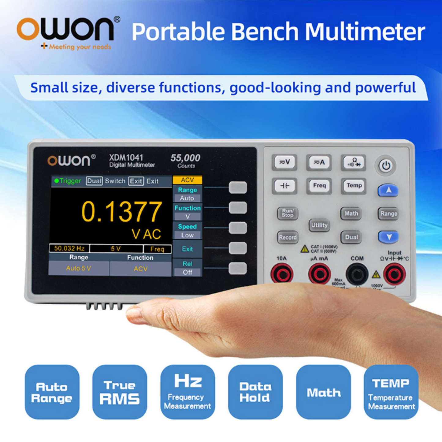 OWON XDM1041 Mini Desktop Digital Multimeter 3.5-inch LCD Display AC DC Current Voltage A true RMS temperature tester for LABS, instruments and factories