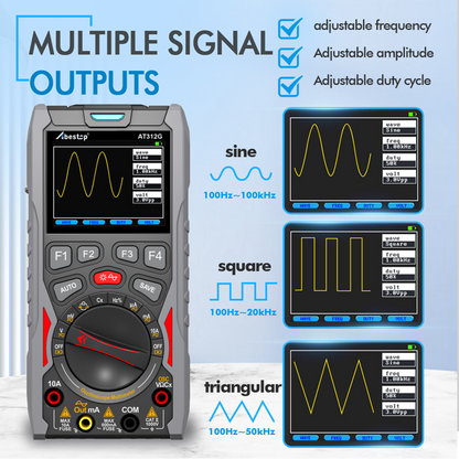 Abestop AT312G 3 in 1 Oscilloscope Digital Scope Multimeter with 12MHz Bandwidth 50MSa/s Sampling Rate Built-in Generator Multiple Multimeter Tester Function