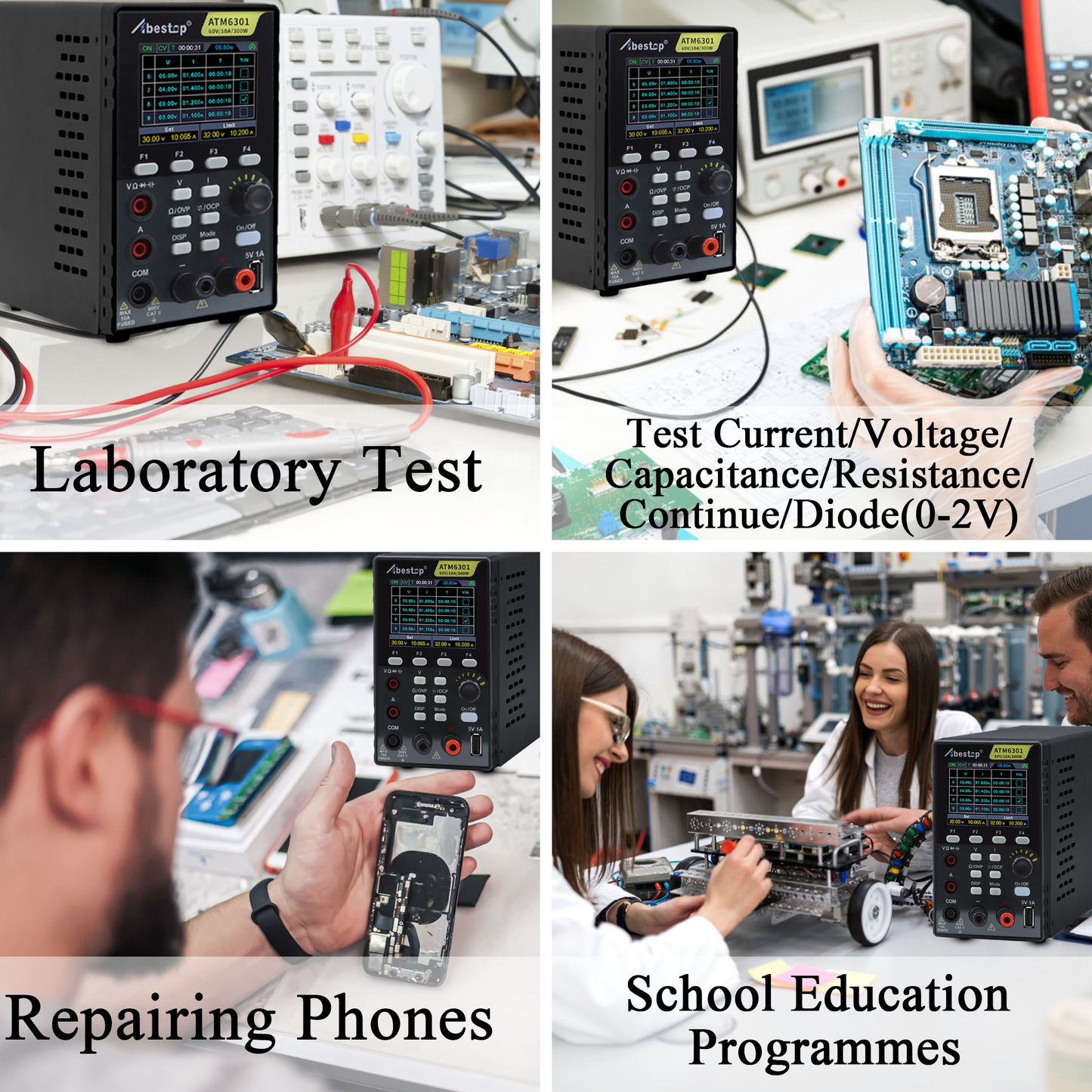 2 in 1 DC Power Supply Multimeter 60V/ 10A Benchtop Power Supply Multiple Protections (60V/10A/300W/ATM6301)