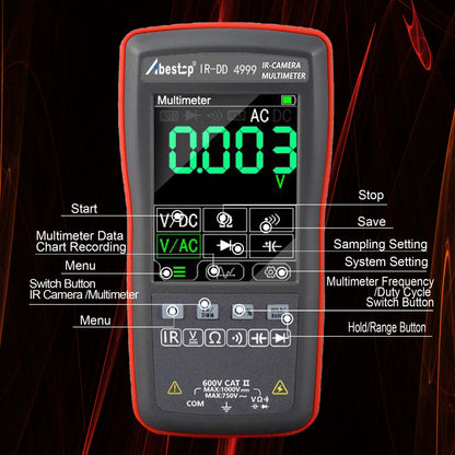 Abestop 2 in 1 Thermal Imager & Digital Multimeter Tester with 10,800 Pixels 20Hz Image Capture Frequency Thermal Imagers 4,000 Counts Display Multimeter Function