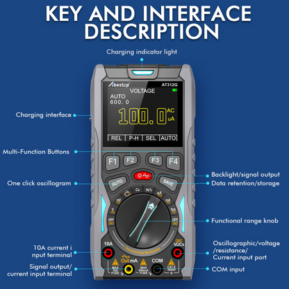 Abestop AT312G 3 in 1 Oscilloscope Digital Scope Multimeter with 12MHz Bandwidth 50MSa/s Sampling Rate Built-in Generator Multiple Multimeter Tester Function