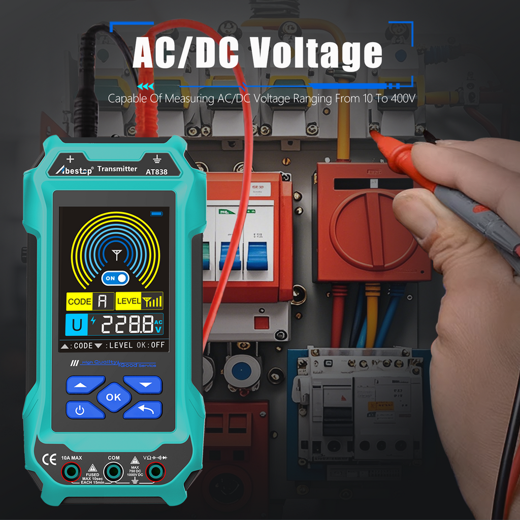 Underground Cable Locator, Abestop AT838 Cable Locator Tester Circuit Tracer with Multimeter Function 2 in 1 Functions Wires and Cables Circuit Tracer Detecting, Water and Gas Supply Pipelines