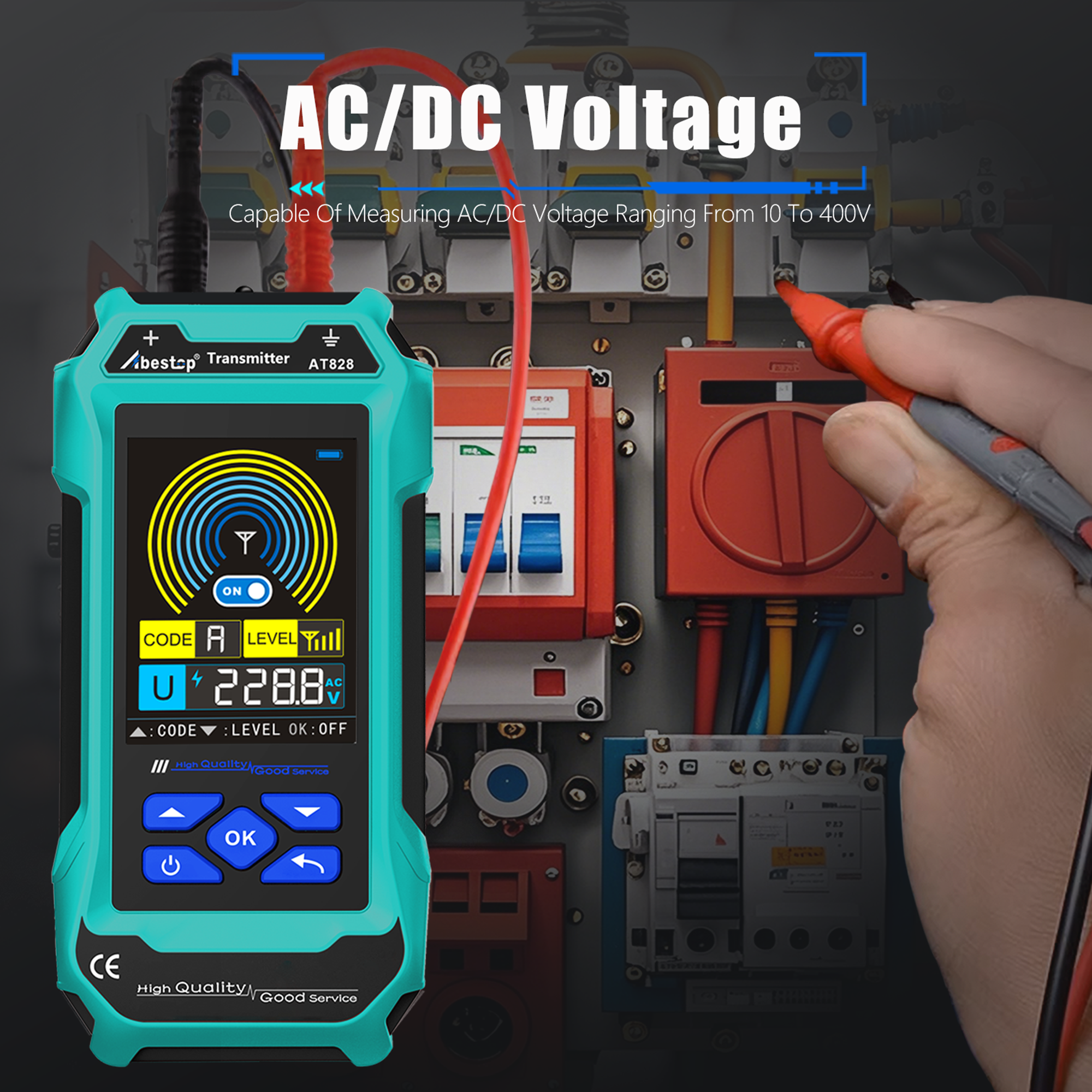 Underground Cable Locator, Abestop AT828 Cable Tester Wire Tracker, Detecting Underground Wires/Cables, Circuit Tracer Laying Paths of Cables Electrical Lines Water/Gas Supply Pipelines
