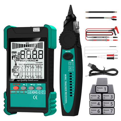 ET618 7 ID mapping network cable tester with multifunction meter 2 in 1, multi-purpose telephone line network cable length continuity test in one