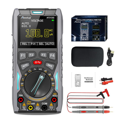 Abestop Oscilloscope 3 in 1 Functions Oscilloscope Multimeter with Waveform Generator 12MHz Bandwidth 50MSa/s Sampling Rate Signal Source Meter Tester(AT312G)