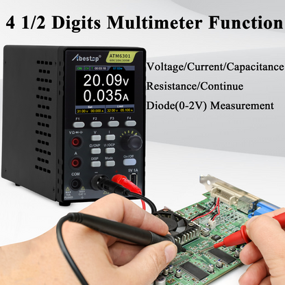 2 in 1 DC Power Supply Multimeter 60V/ 10A Benchtop Power Supply Multiple Protections (60V/10A/300W/ATM6301)