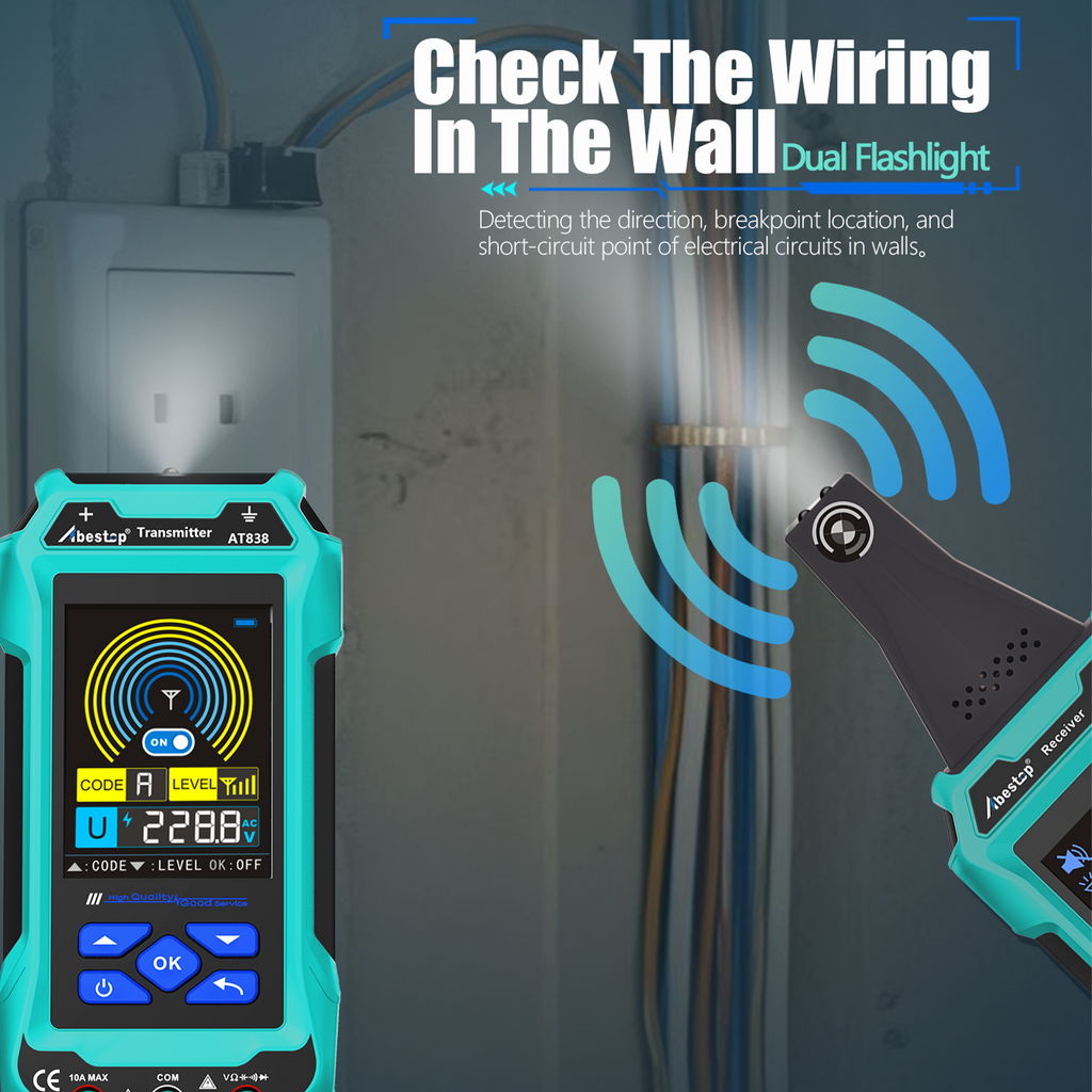 Underground Cable Locator, Abestop AT838 Cable Locator Tester Circuit Tracer with Multimeter Function 2 in 1 Functions Wires and Cables Circuit Tracer Detecting, Water and Gas Supply Pipelines