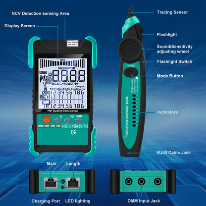 ET618 3 ID Mapped Ethernet Cable Tester with Length calibration function and multimeter 2-in-1 Continuity tester ET618 3 ID Mapped Ethernet cable tester with Length calibration function and multimeter 2-in-1 Continuity tester