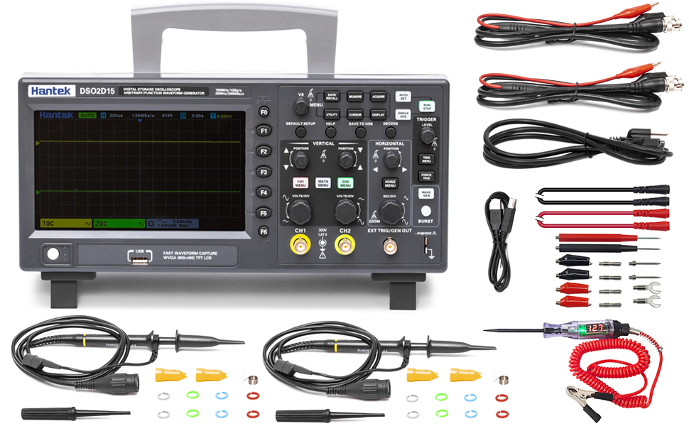 Hantek DSO2D15 digital storage oscilloscope 150MHz 1GSa/s 8M,2 channels,2 CH+1CH with signal source