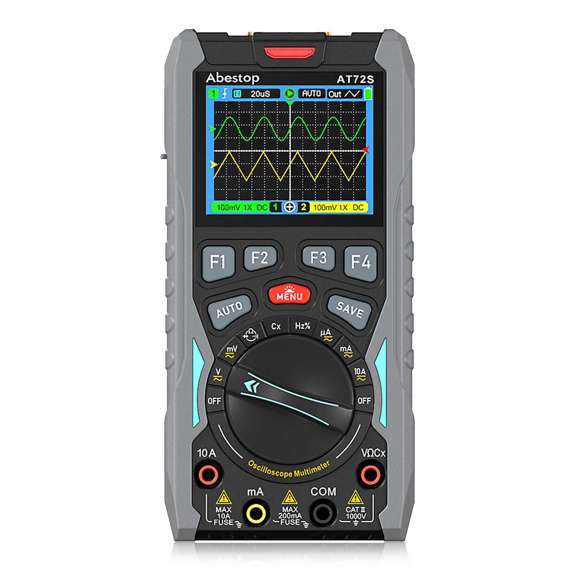 70MHz Bandwdith Digital Oscilloscope Multimeter, Dual Channel AT72S Abestop Oscillograph, 3 in 1 Functions with Digital Multimeter Signal Generator
