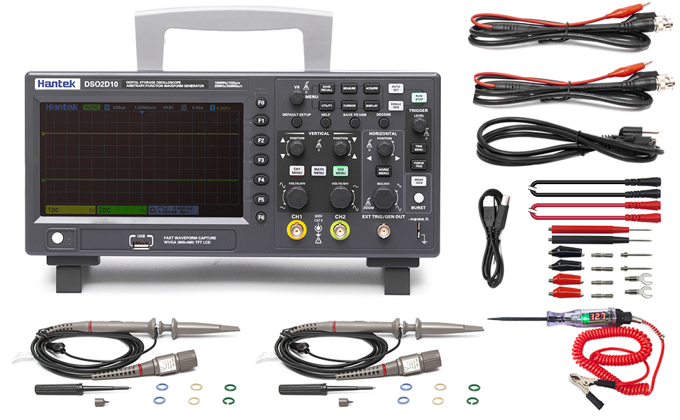 Hantek DSO2D10 Digital Storage Oscilloscope 100MHz bandwidth 2CH dual channel 1GSa/s 8M memory depth with 1CH waveform generator