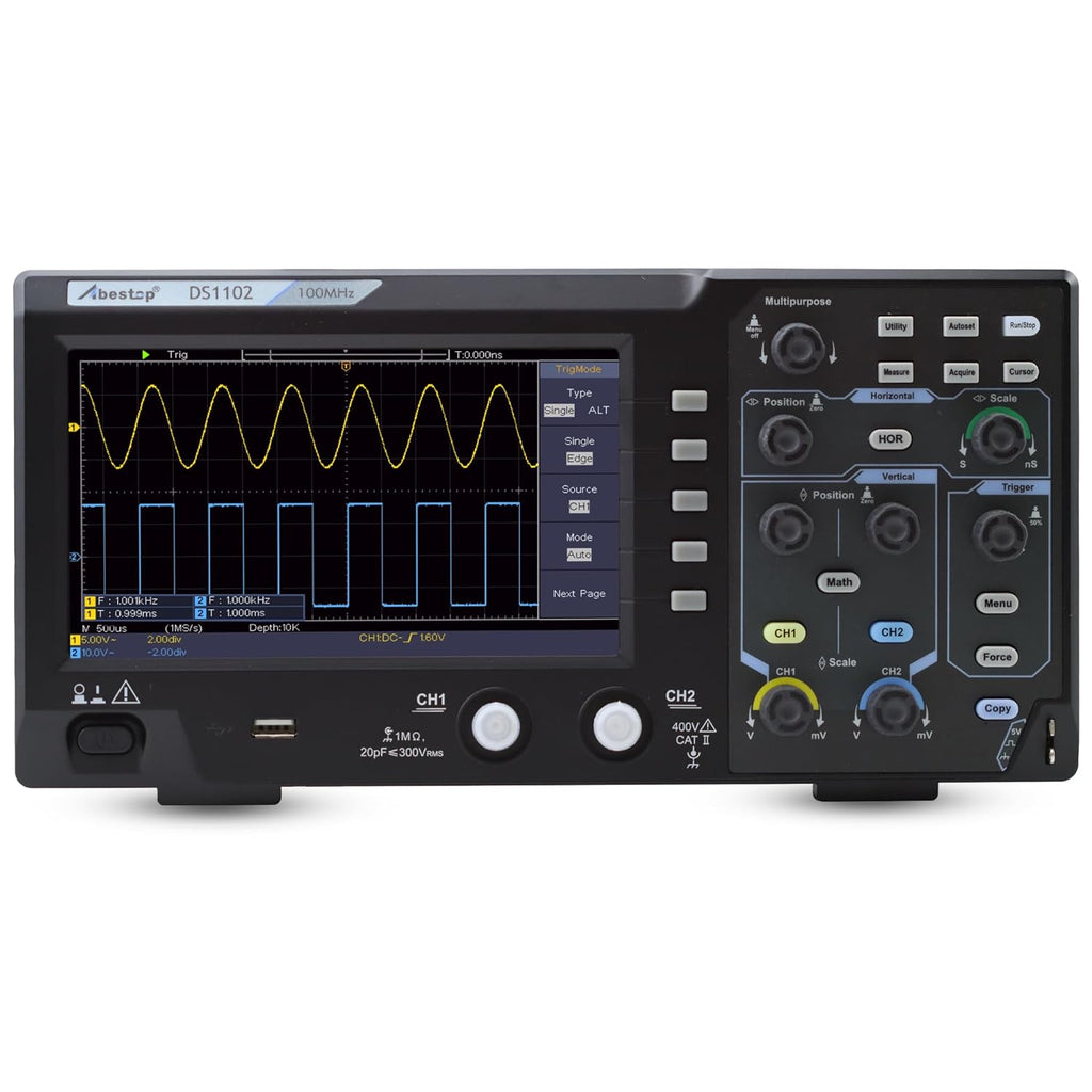 100MHz Oszilloskop Desktop SpeicherOszillograph169Zweikanalig mit 7" TFT-LCD-Anzeige Tragbares LeichtesDigitales Oszilloskop (D51102)